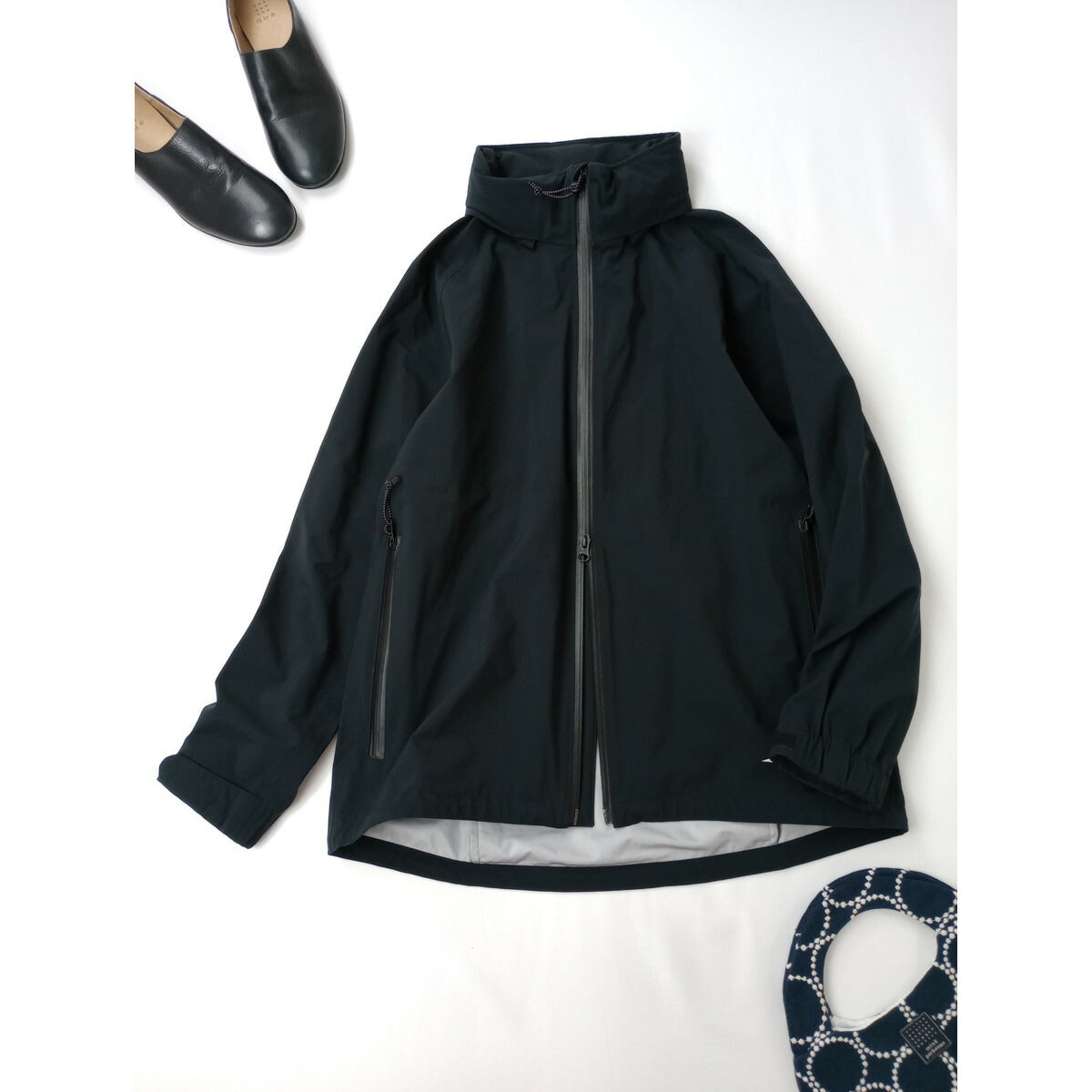 MARGARET HOWELL × MIZUNO マーガレットハウエル ミズノ PERFORMANCE NYLON ジップアップ ナイロン ジャケット ブルゾン 黒 ブラック 1【中古】