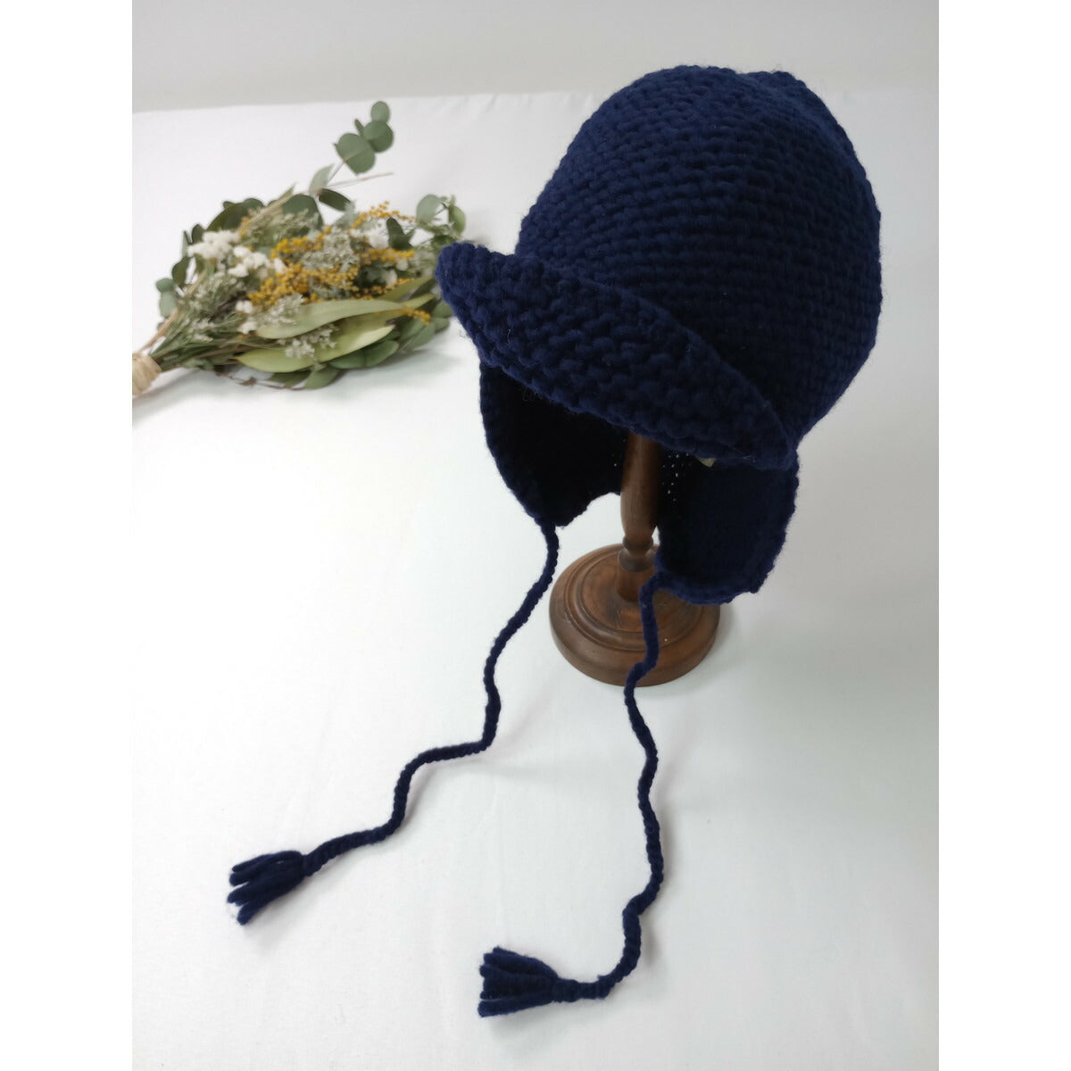BEAMS BOY ビームスボーイ ニット イヤーキャップ 帽子ネイビー (12M＋7325)【中古】