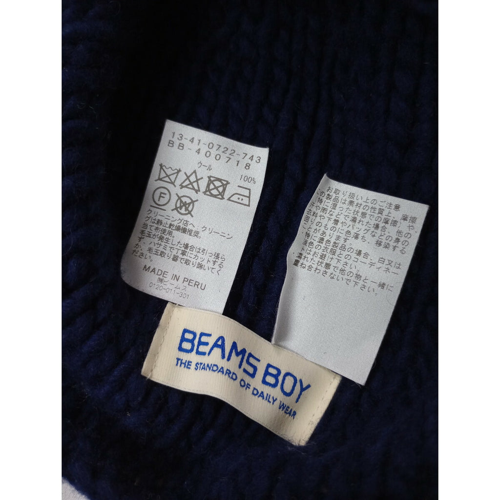 BEAMS BOY ビームスボーイ ニット イヤーキャップ 帽子ネイビー (12M＋7325)【中古】