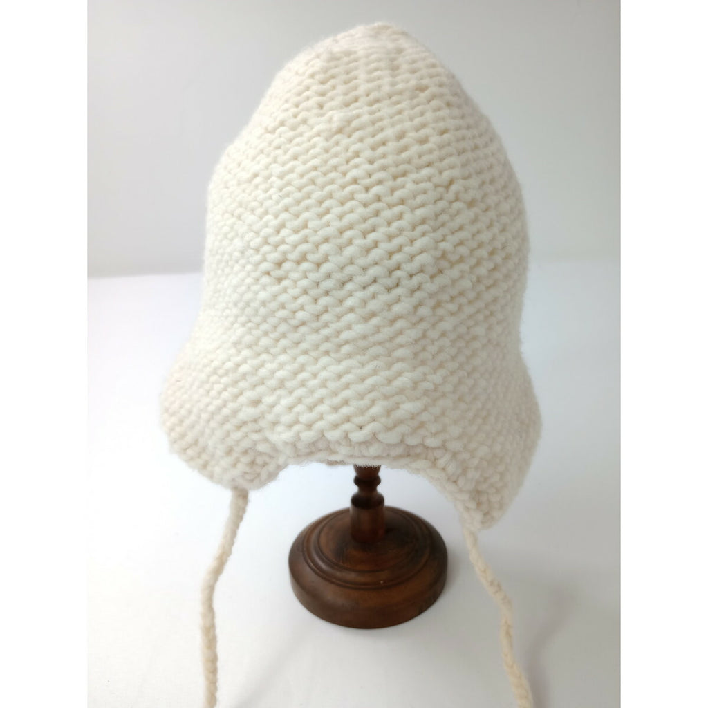 BEAMS BOY ビームスボーイ ニット イヤーキャップ 帽子 白 アイボリー (12M＋0887)【中古】