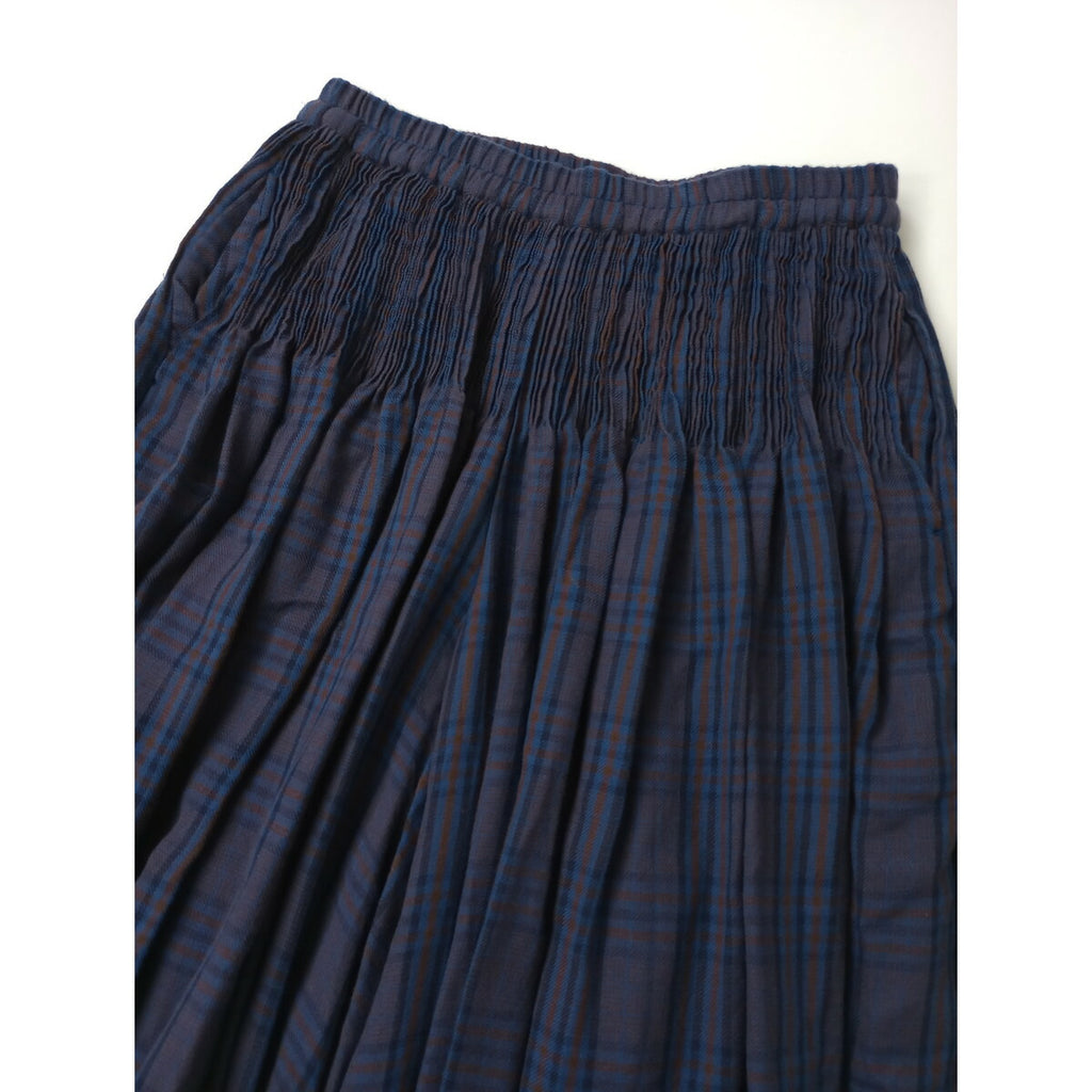 24AW maison de soil メゾンドソイル WOOL COTTON CHECK CULOTTES WITH PINTUCK ピンタック キュロット パンツ 2 ブルーブラウン【中古】