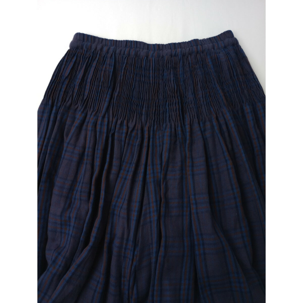 24AW maison de soil メゾンドソイル WOOL COTTON CHECK CULOTTES WITH PINTUCK ピンタック キュロット パンツ 2 ブルーブラウン【中古】