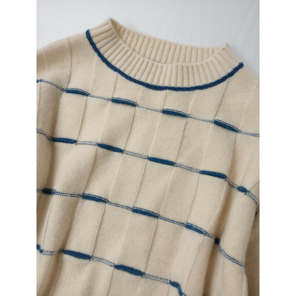 24AW sneeuw スニュウ タイム ライン ニット プルオーバー トップス セーター 長袖 アイボリー 1 (12M＋0142)【中古】