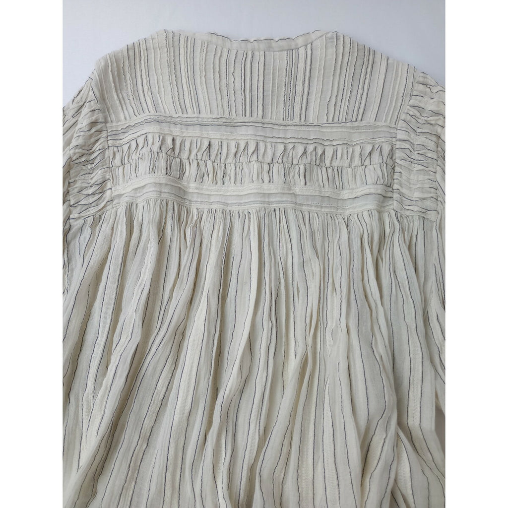 新品 ISABEL MARANT ETOILE イザベルマラン エトワール インド製 ストライプ シャツ ブラウス トップス 生成り 黒 ブラック 38【中古】