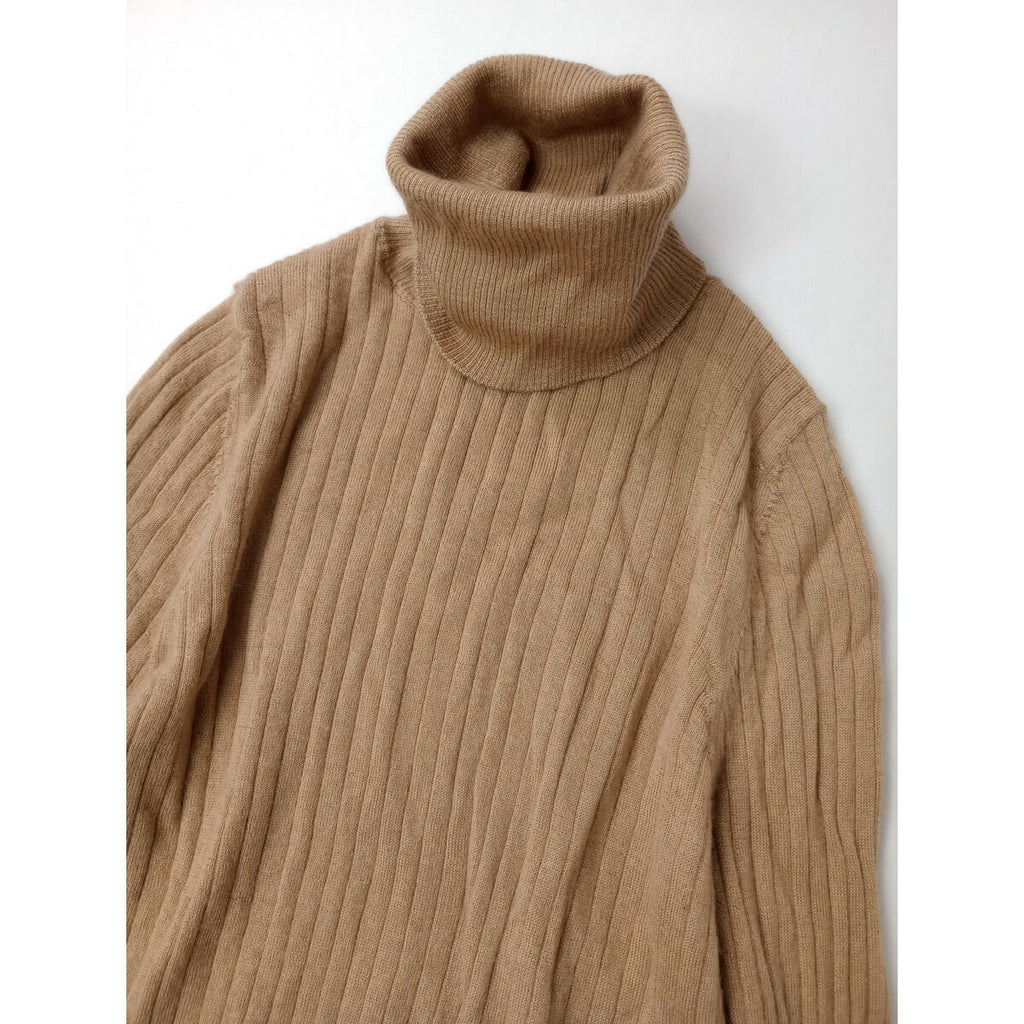 Drawer ドゥロワー 18G カシミヤ シルク リブ タートルネック ニット トップス 長袖 ベージュ 1【中古】