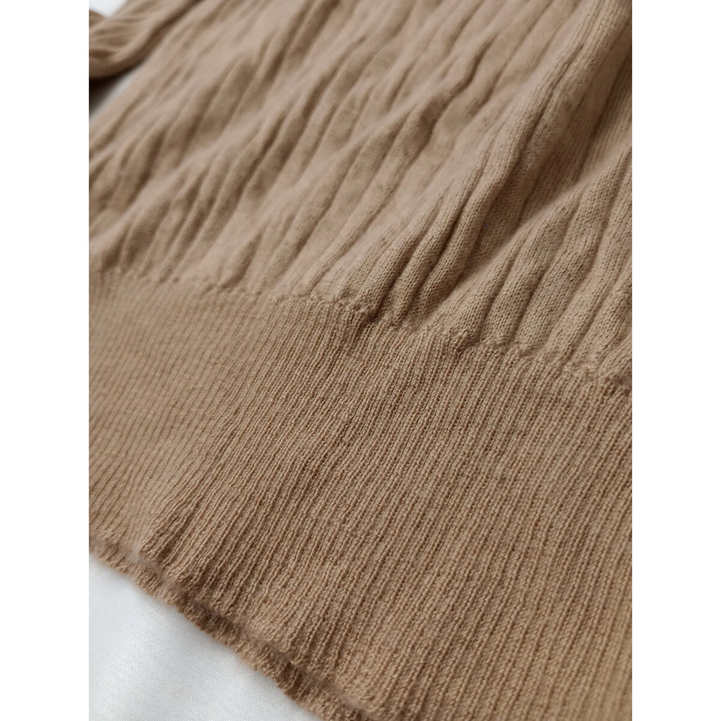 Drawer ドゥロワー 18G カシミヤ シルク リブ タートルネック ニット トップス 長袖 ベージュ 1【中古】