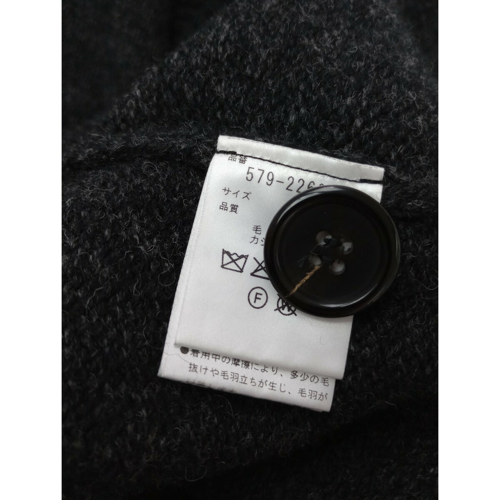 MARGARET HOWELL マーガレットハウエル シェットランド カシミヤ ウール ニット カーディガン グレー 黒 ブラック M (12M＋0144)【中古】