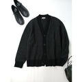 MARGARET HOWELL マーガレットハウエル シェットランド カシミヤ ウール ニット カーディガン グレー 黒 ブラック M (12M＋0144)【中古】