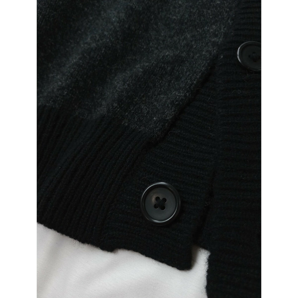 MARGARET HOWELL マーガレットハウエル シェットランド カシミヤ ウール ニット カーディガン グレー 黒 ブラック M (12M＋0144)【中古】