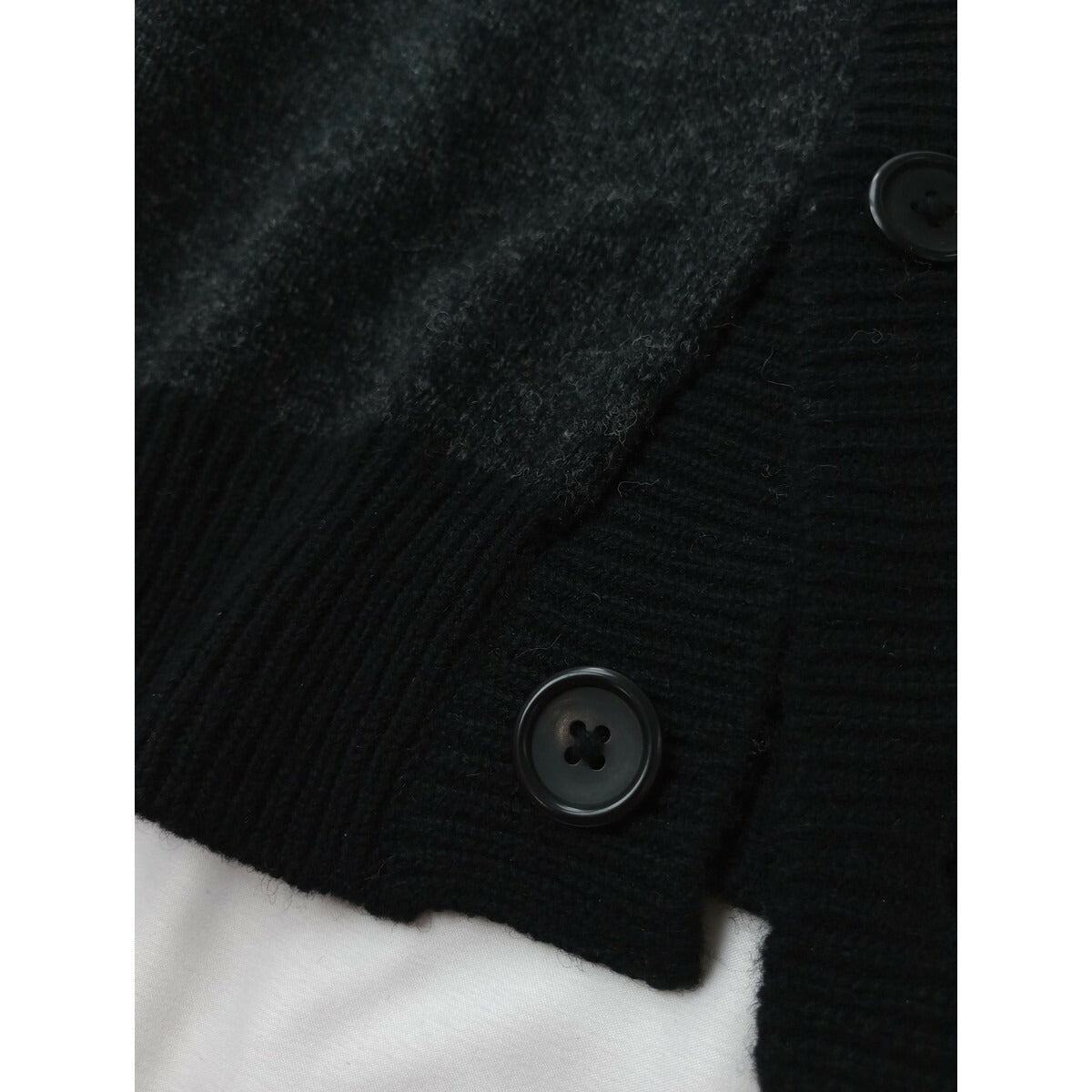 MARGARET HOWELL マーガレットハウエル シェットランド カシミヤ ウール ニット カーディガン グレー 黒 ブラック M (12M＋0144)【中古】