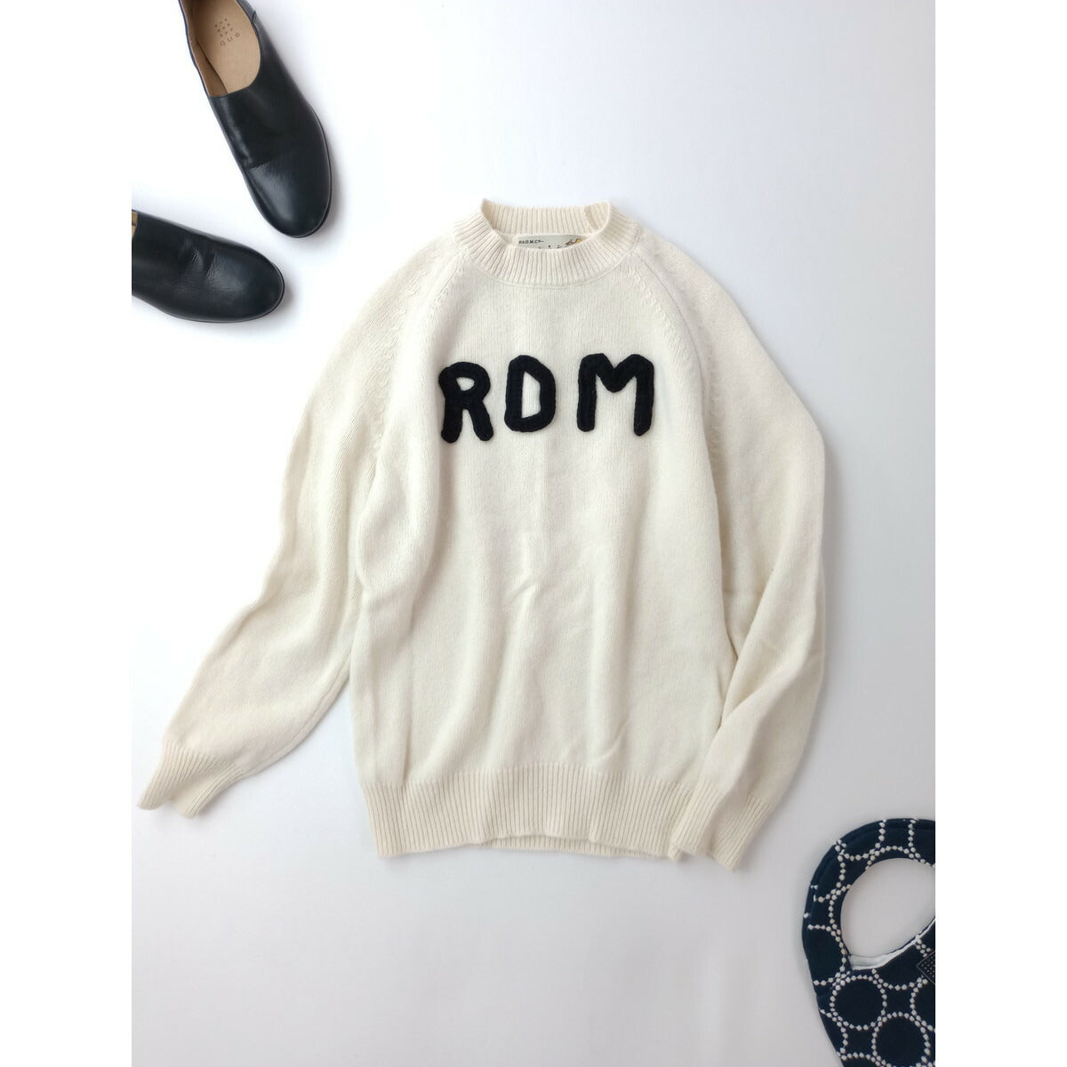 R&D.M.Co- OLDMANS TAILOR オールドマンズテーラー LETTERED R D M レタード セーター 長袖 ニット トップス アイボリー M(13M＋0143)【中古】