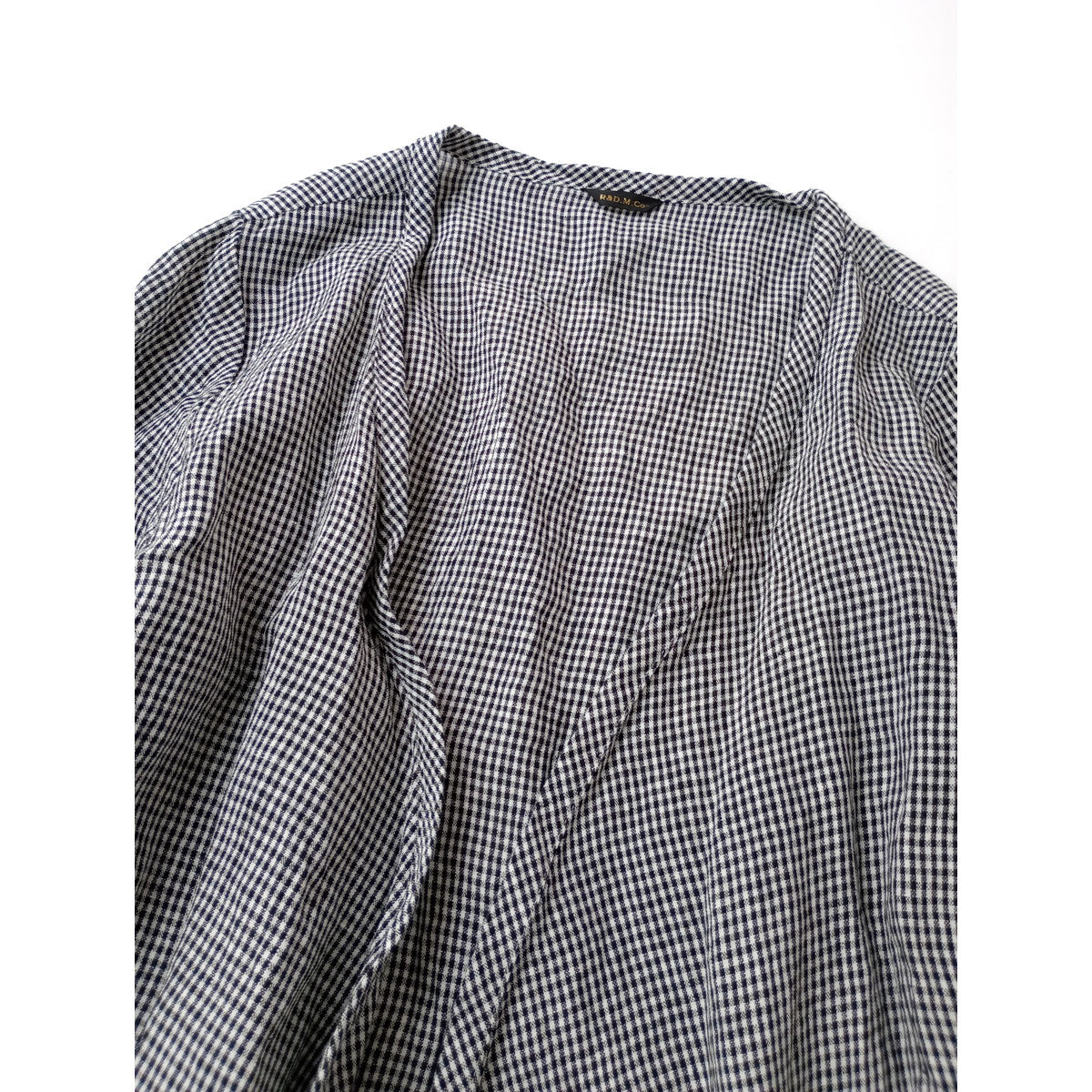 R&D.M.Co- OLDMANS TAILOR オールドマンズテーラー ローブ コート チェック 柄 ロング カーディガン 羽織 リネン 麻 100％ 白黒【中古】