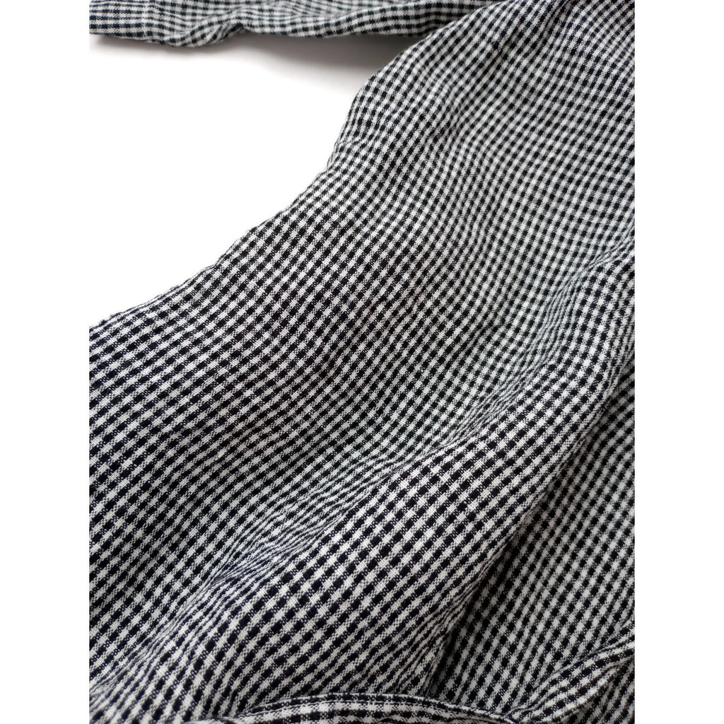 R&D.M.Co- OLDMANS TAILOR オールドマンズテーラー ローブ コート チェック 柄 ロング カーディガン 羽織 リネン 麻 100％ 白黒【中古】