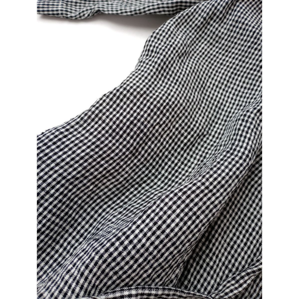 R&D.M.Co- OLDMANS TAILOR オールドマンズテーラー ローブ コート チェック 柄 ロング カーディガン 羽織 リネン 麻 100％ 白黒【中古】