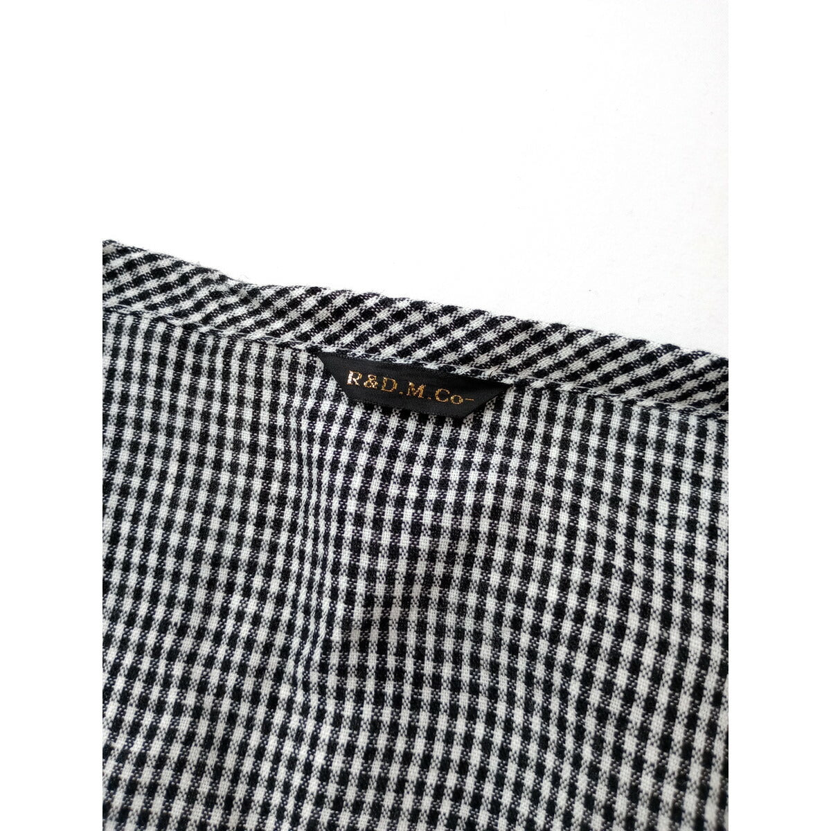 R&D.M.Co- OLDMANS TAILOR オールドマンズテーラー ローブ コート チェック 柄 ロング カーディガン 羽織 リネン 麻 100％ 白黒【中古】