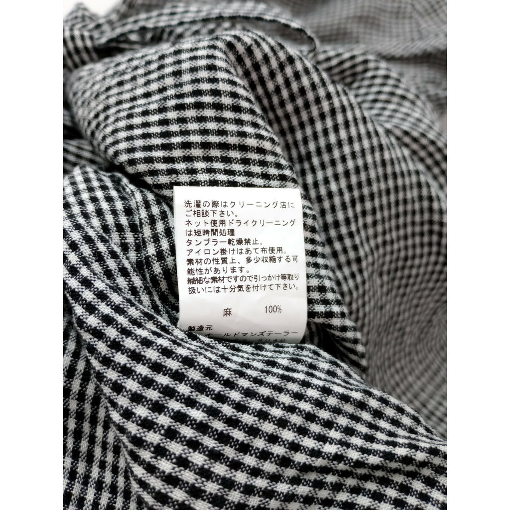 R&D.M.Co- OLDMANS TAILOR オールドマンズテーラー ローブ コート チェック 柄 ロング カーディガン 羽織 リネン 麻 100％ 白黒【中古】