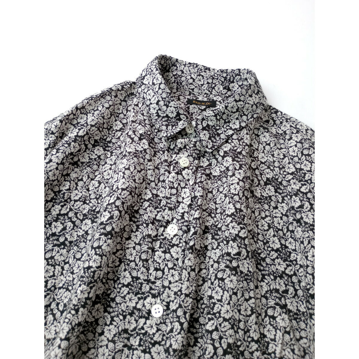 R&D.M.Co- OLDMANS TAILOR オールドマンズテーラー ワイルドベリー シャツ ワンピース ロング コットン 綿 100％ 白黒【中古】