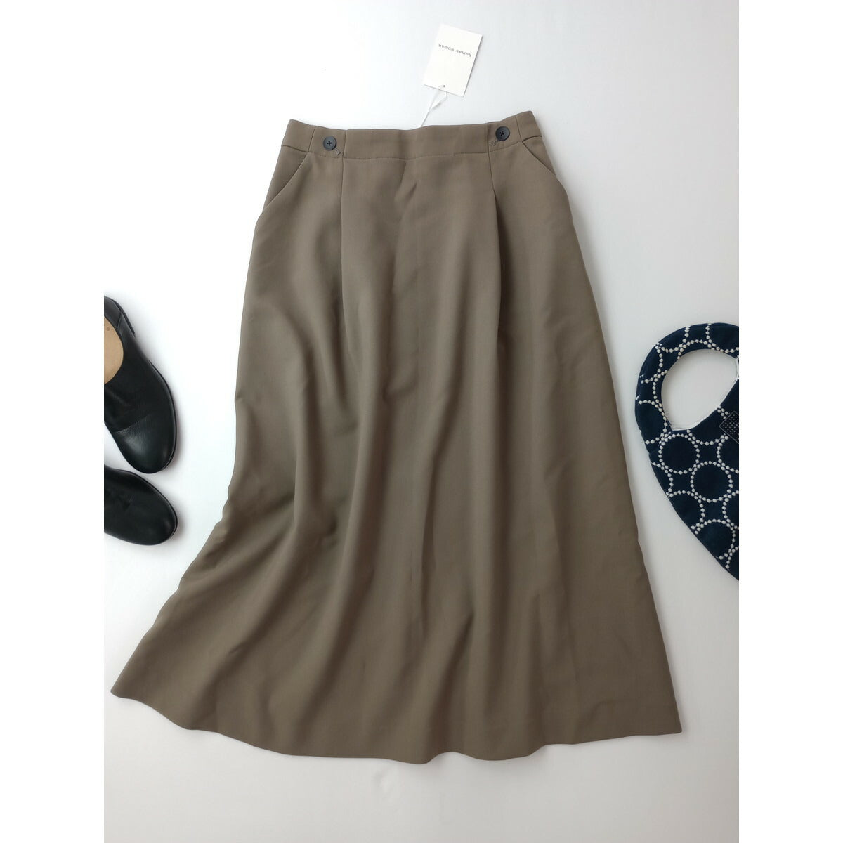 新品 25AW human woman ヒューマンウーマン マリン フレア スカート ロング カーキ M