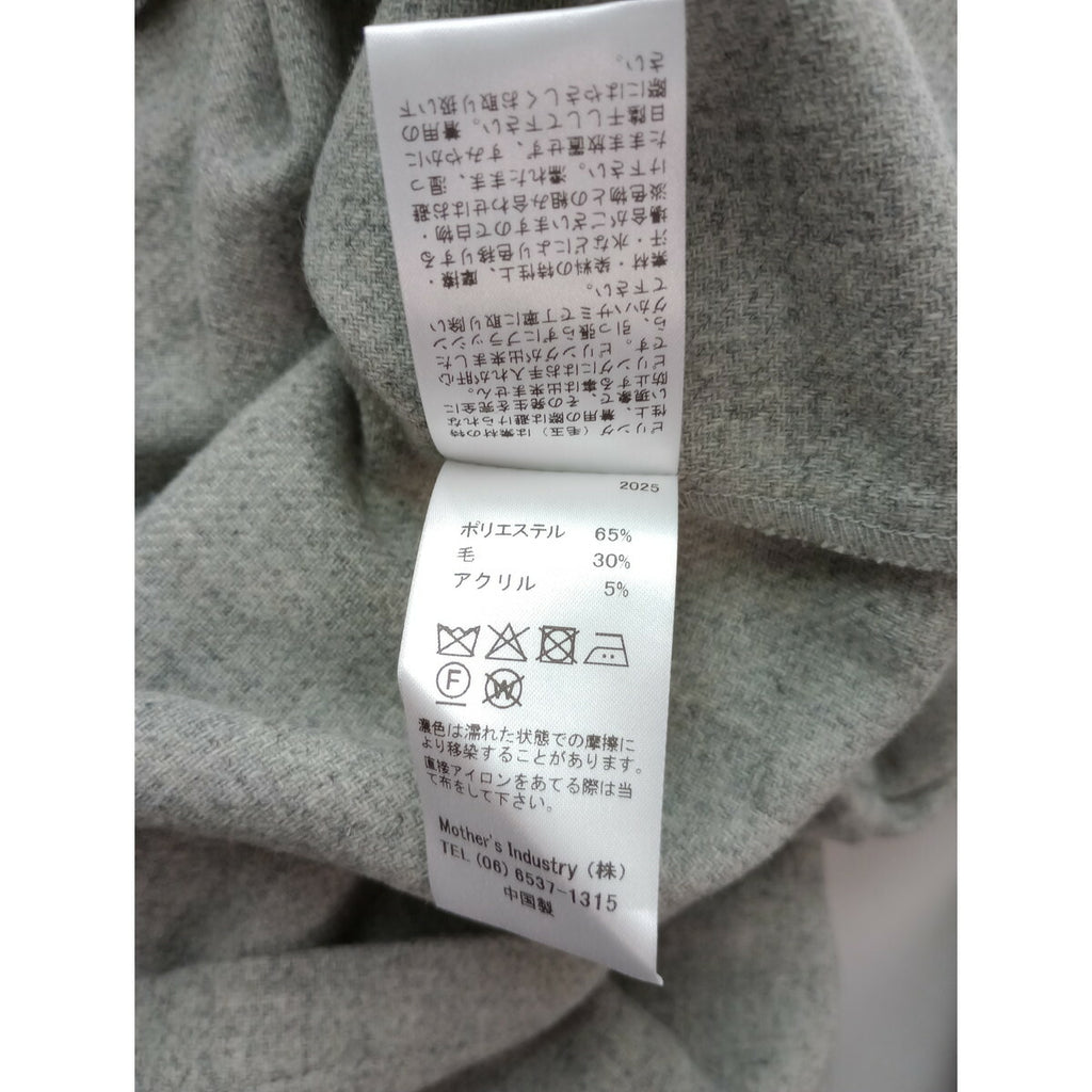mizuiro ind ミズイロインド ウール ブレンド ベーシック シャツ ショート丈 長袖 グレー (13M＋0059)【中古】