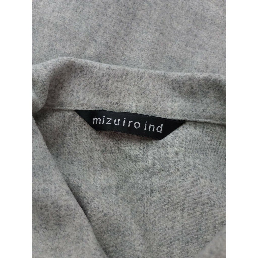 mizuiro ind ミズイロインド ウール ブレンド ベーシック シャツ ショート丈 長袖 グレー (13M＋0059)【中古】