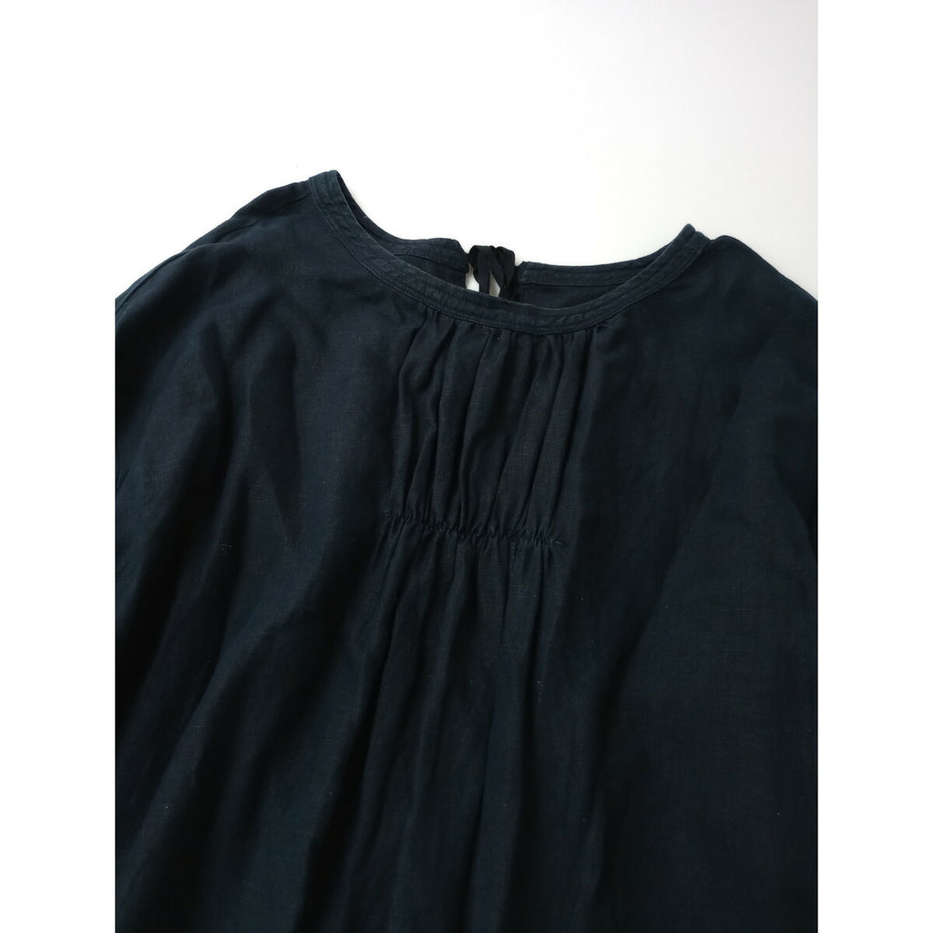 nest Robe ネストローブ リネン 2way バルーン スリーブ 長袖 ロング ワンピース ダークネイビー【中古】