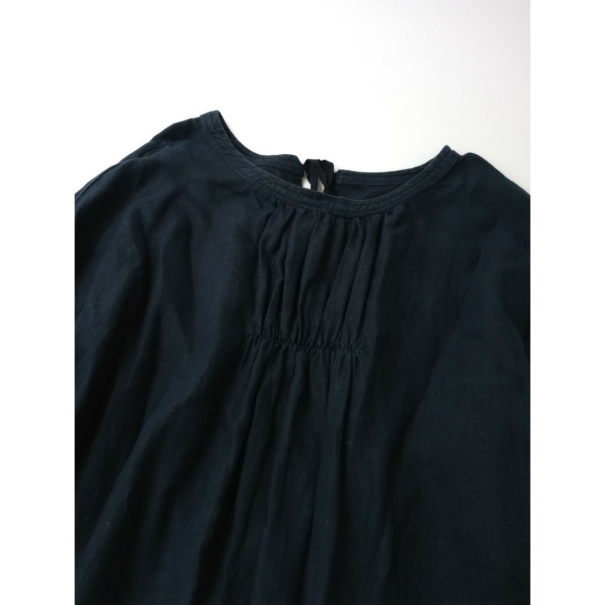 nest Robe ネストローブ リネン 2way バルーン スリーブ 長袖 ロング ワンピース ダークネイビー【中古】
