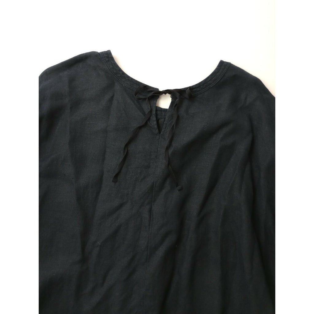 nest Robe ネストローブ リネン 2way バルーン スリーブ 長袖 ロング ワンピース ダークネイビー【中古】