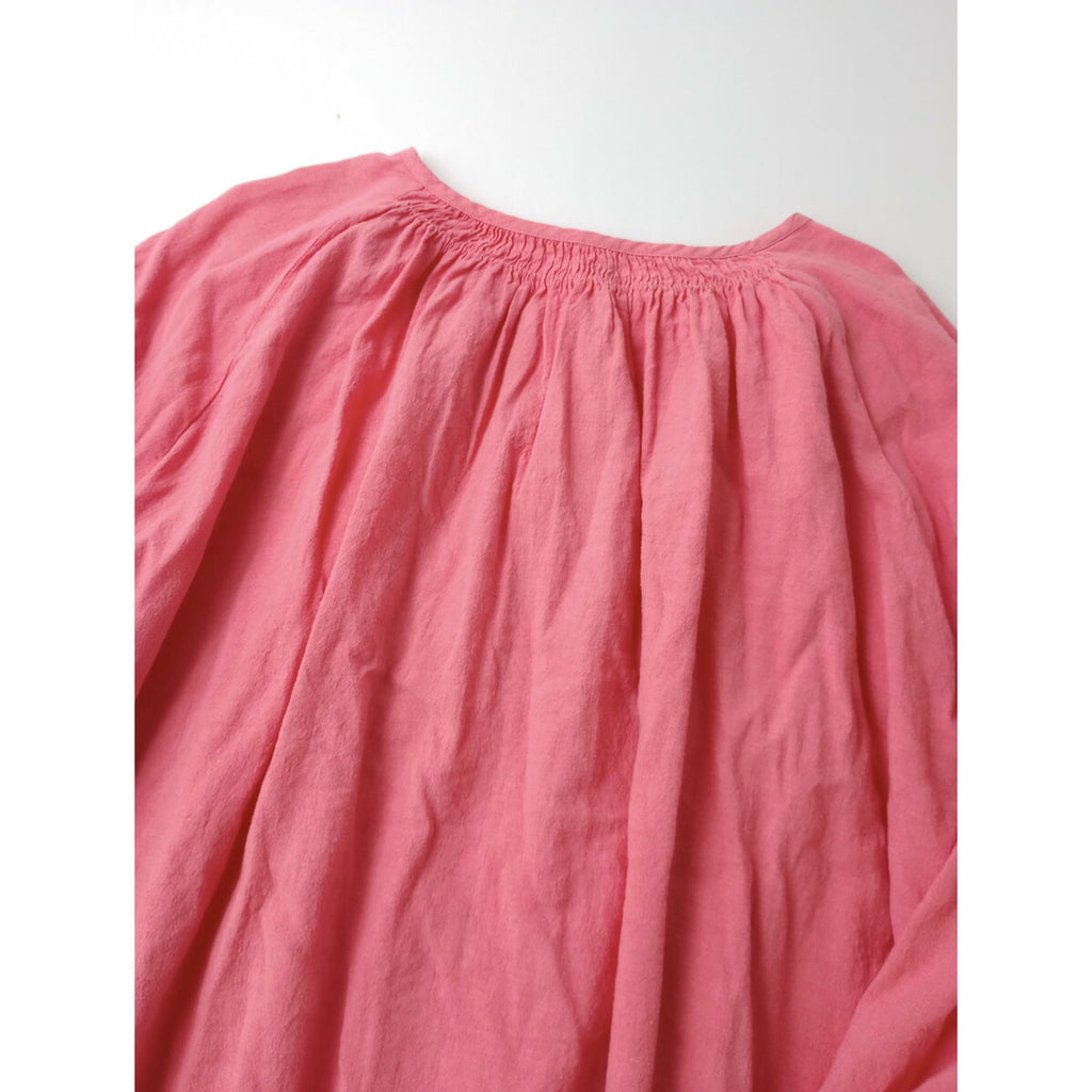 24SS nest Robe UpcycleLino ネストローブ 2WAY コットン リネン ロング ワンピース 近江晒しメニー ギャザー ドレス ピンク【中古】