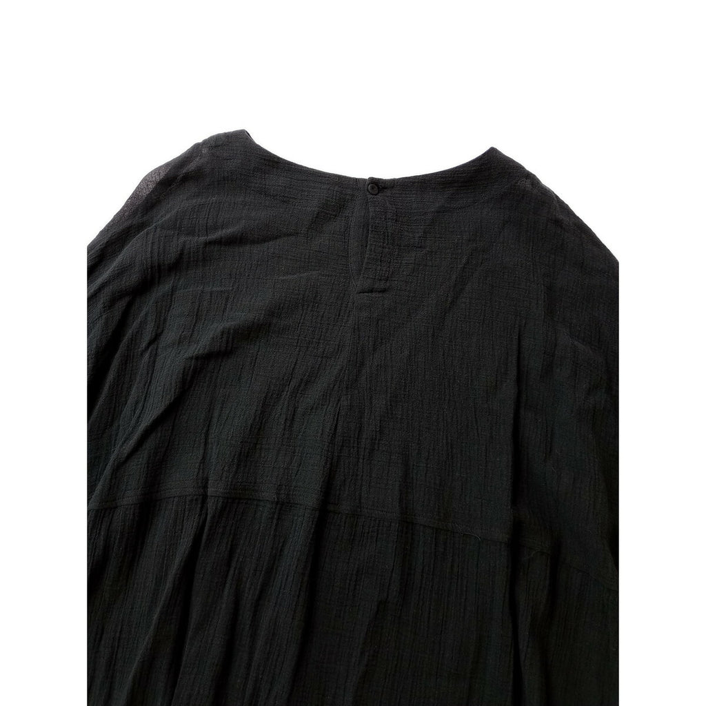 25SS kagure かぐれ アーバンリサーチ コットン 綿 100％ ガーゼ ロング 深スリット チュニック シアー 黒 ブラック【中古】