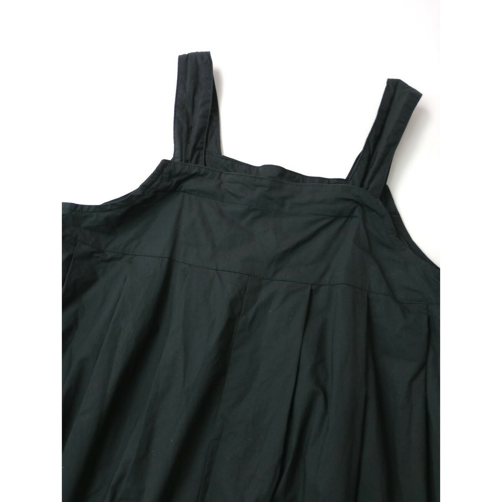 24SS universal tissu ユニヴァーサルティシュ コットン ナチュラル タイプライター タック サロペット パンツ 黒 ブラック【中古】
