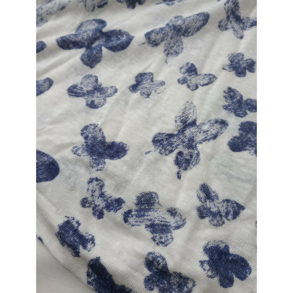 mina perhonen ミナペルホネン memoria リネン 麻 100％ 七分袖 カットソー トップス ネイビー 白【中古】