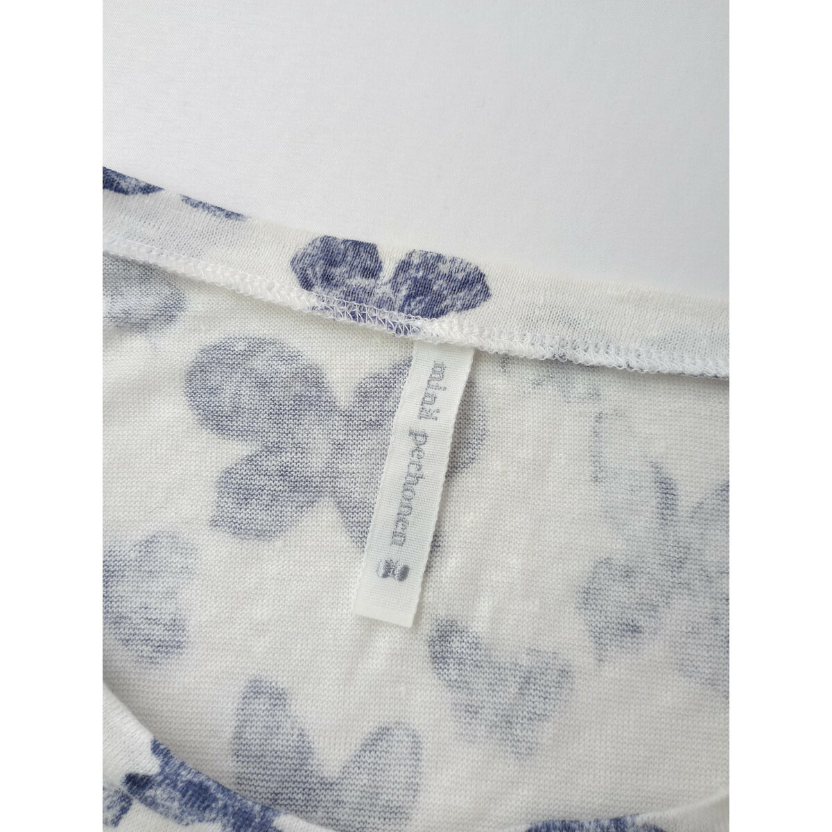 mina perhonen ミナペルホネン memoria リネン 麻 100％ 七分袖 カットソー トップス ネイビー 白【中古】