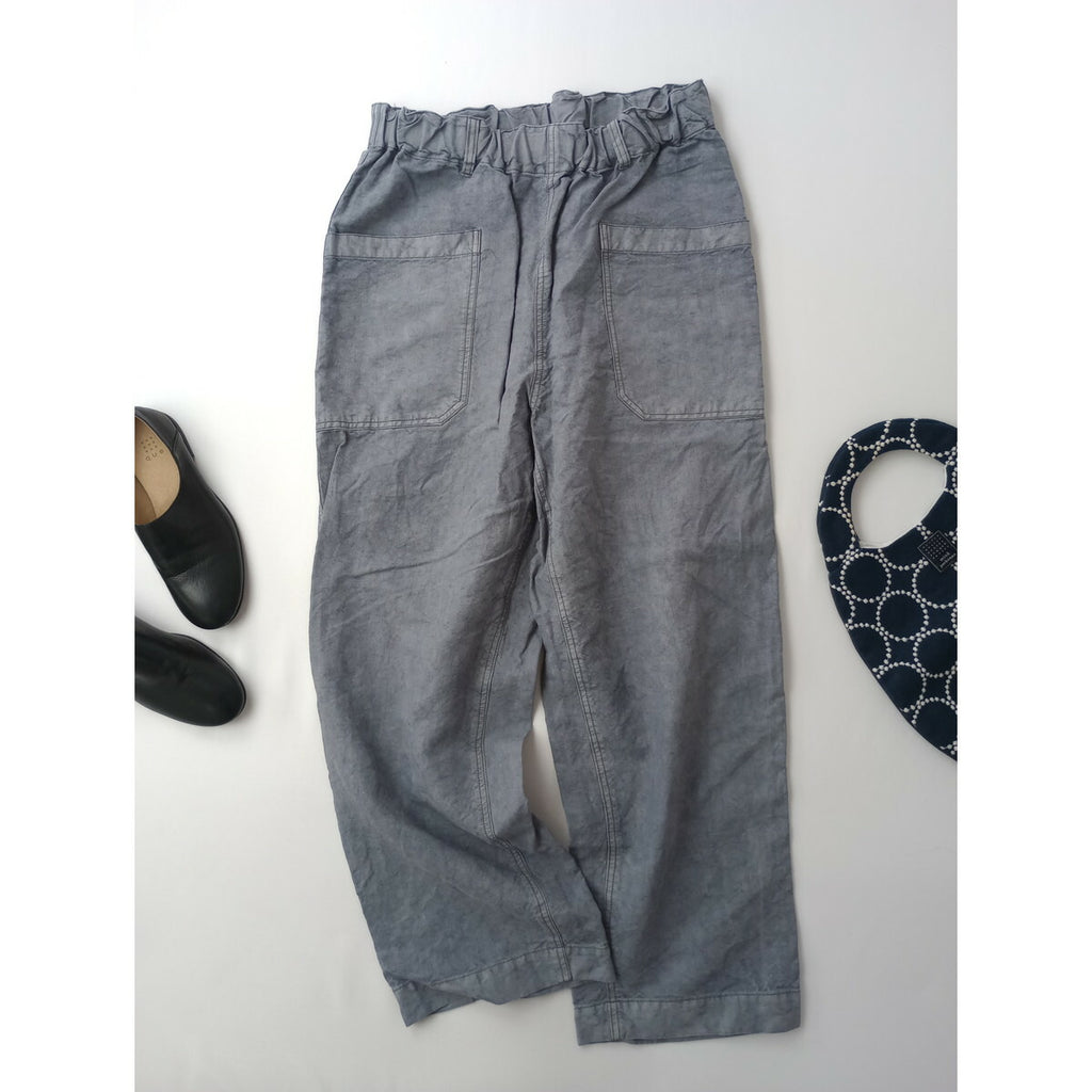 24SS nest robe confect ネストローブ コンフェクト リネン 和紙 デッキ トラウザーズ パンツ グレー3【中古】