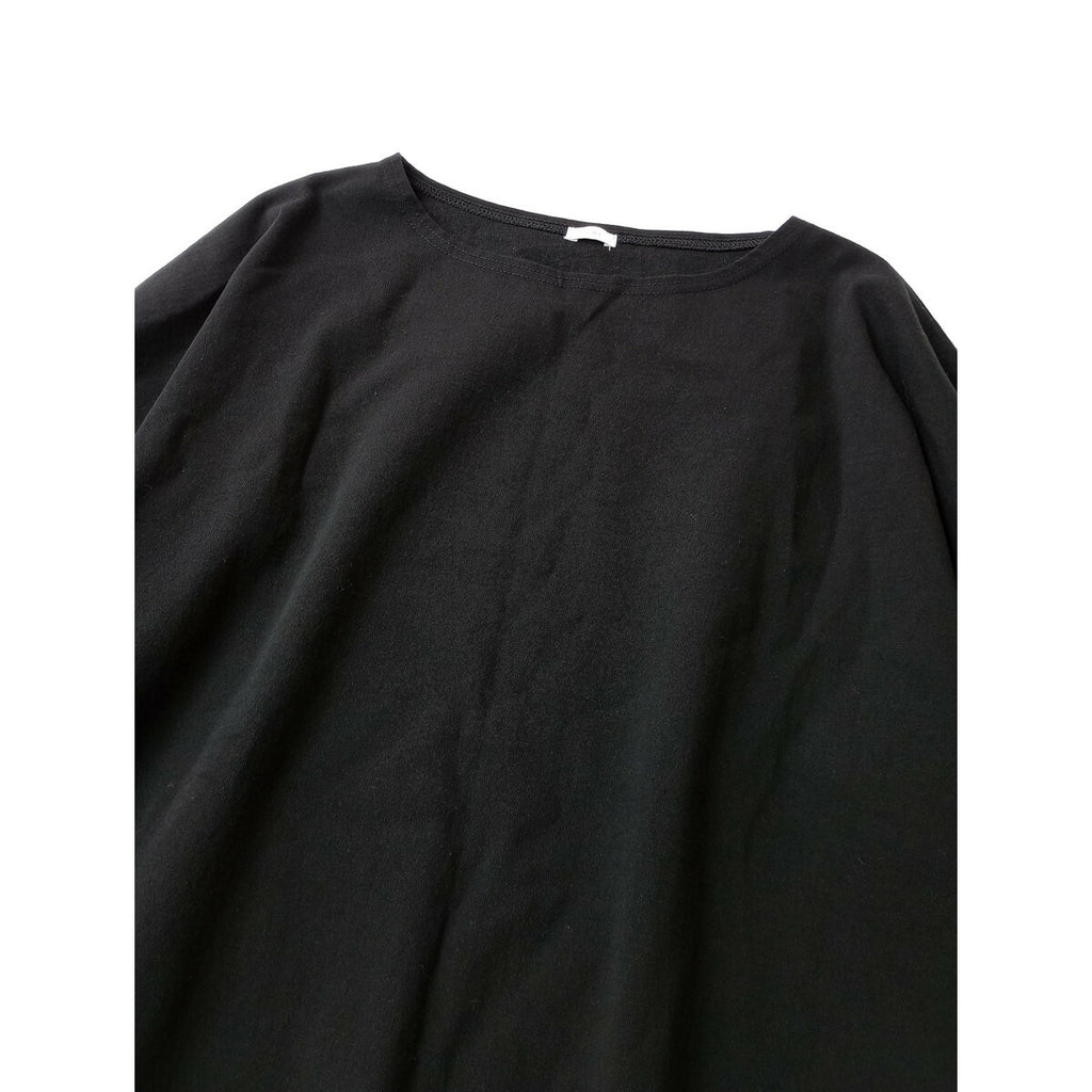 ICHI イチ コットン 綿 100％ ワイド 長袖 ロング ワンピース 黒 ブラック【中古】