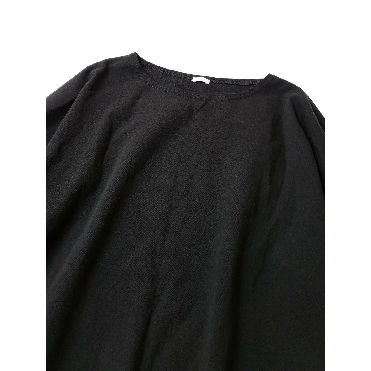 ICHI イチ コットン 綿 100％ ワイド 長袖 ロング ワンピース 黒 ブラック【中古】