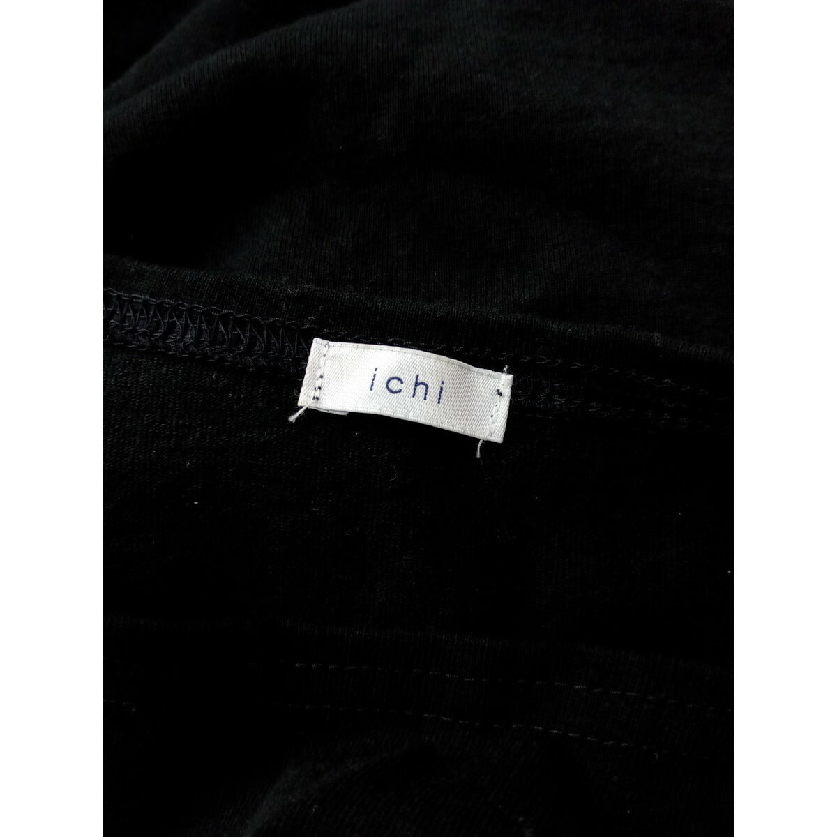 ICHI イチ コットン 綿 100％ ワイド 長袖 ロング ワンピース 黒 ブラック【中古】