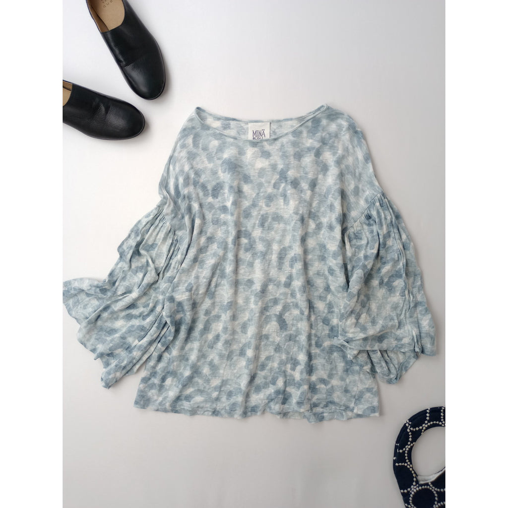 mina perhonen LAUNDRY ミナペルホネン ランドリー aalto リネン 麻 100％ プルオーバー トップス ライトブルー 38【中古】