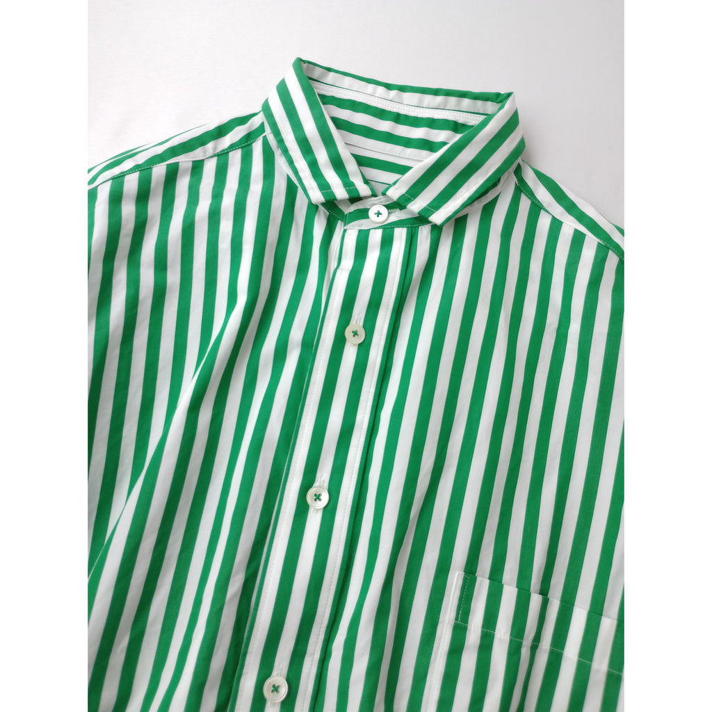 TICCA×MMN ティッカ 別注カラー スクエアビッグシャツ ストライプ グリーン 【中古】