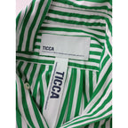TICCA×MMN ティッカ 別注カラー スクエアビッグシャツ ストライプ グリーン 【中古】