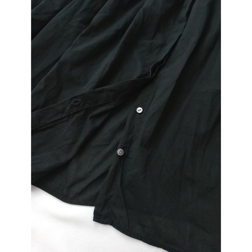 ikkuna suzuki takayuki イクナ スズキタカユキ オーガニックコットン 綿 100％ ギャザー ブラウス シャツ 黒 ブラック 1【中古】