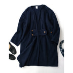 BASERANGE ベースレンジ フランス製 ニット ロング コート  ネイビー   【中古】