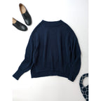 JOURNAL STANDARD L’essage × STAMMBAUM ジャーナルスタンダード レサージュ 【金子綾さん着用】コットンTAPEワイドプルオーバー ニット トップス 長袖 ネイビー【中古】