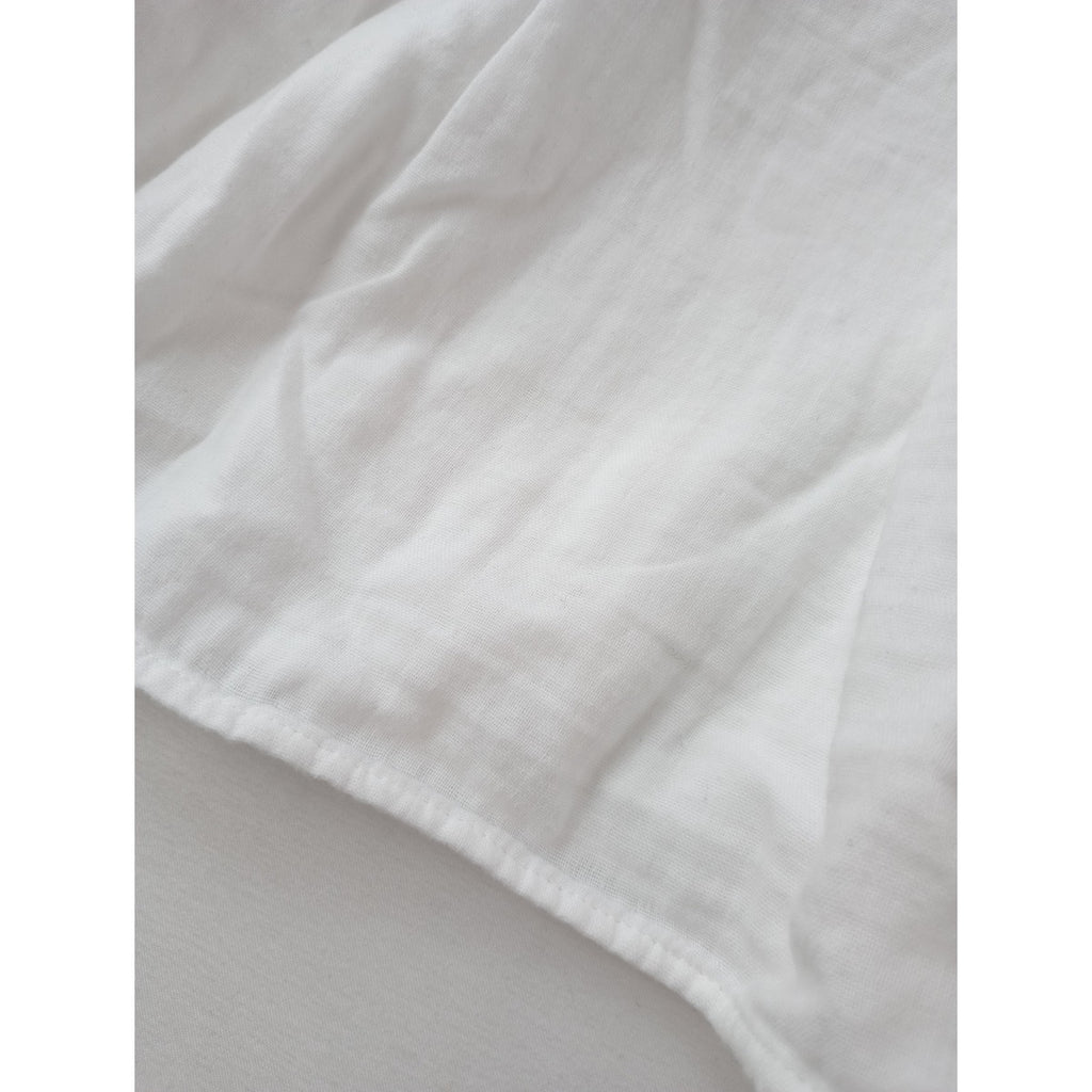pot and tea ポットアンドティー ガーゼのゴム袖口 コットン 綿 100％ブラウス 長袖 トップス 白 【中古】