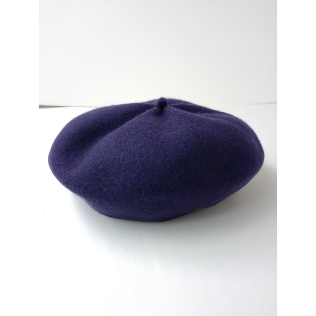 mature ha. マチュアーハ  ギャザー ウール ベレー 帽  帽子 パープル  (1M＋0133)【中古】