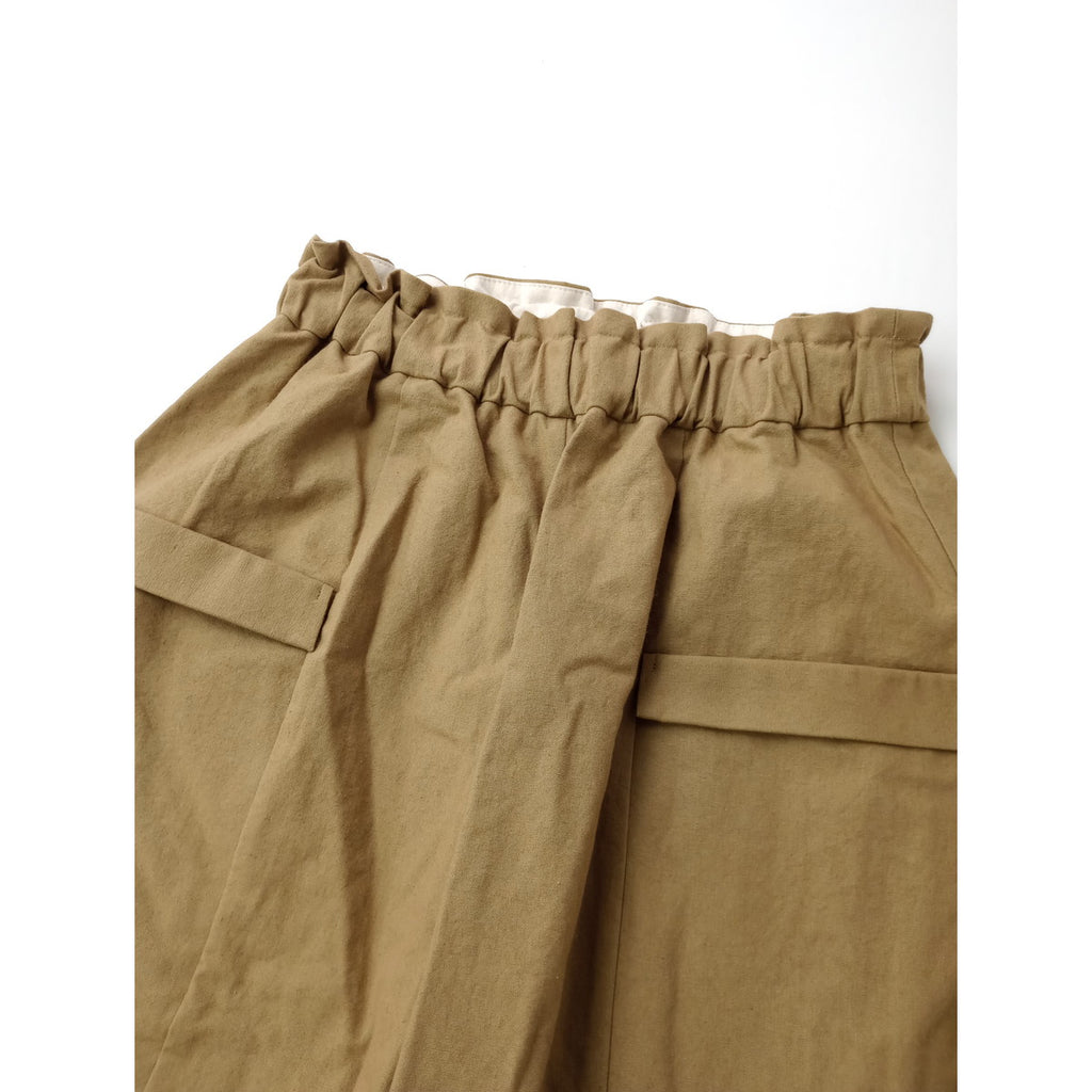 MAGALI マガリ コットンリネン アンティークキャンバス フラップ パンツ イージー ベージュ 【中古】