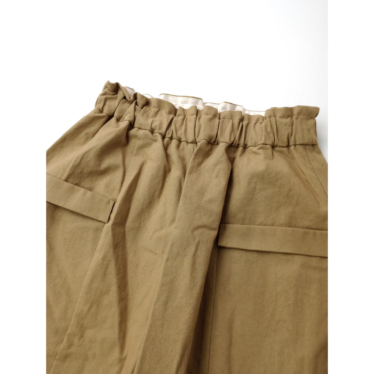 MAGALI マガリ コットンリネン アンティークキャンバス フラップ パンツ イージー ベージュ 【中古】