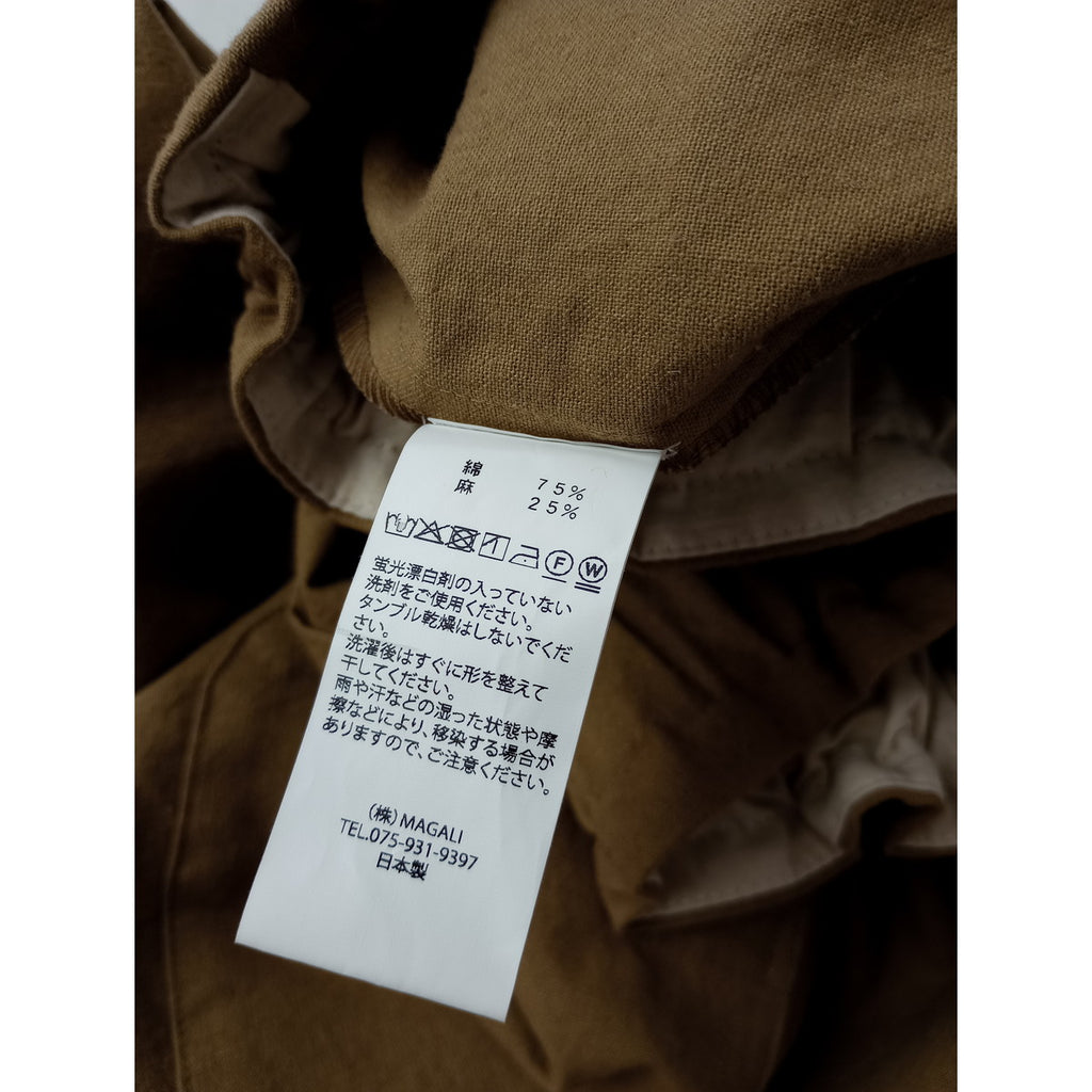 MAGALI マガリ コットンリネン アンティークキャンバス フラップ パンツ イージー ベージュ 【中古】