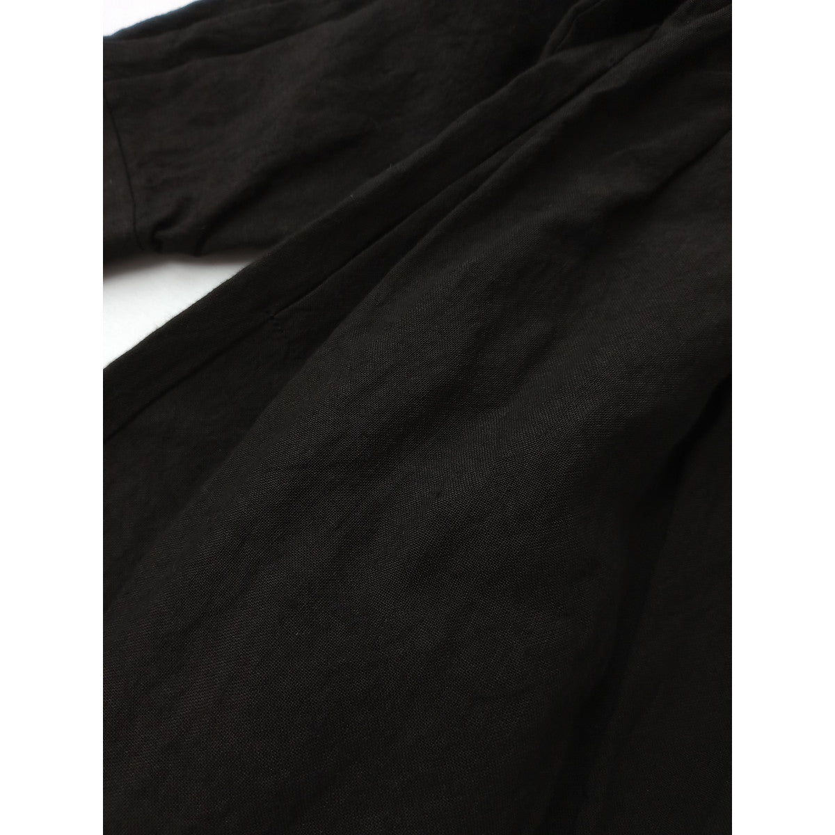 MAGALI マガリ リネン 麻 100％ タック ギャザー ロング ワンピース ドレス 黒 ブラック 【中古】