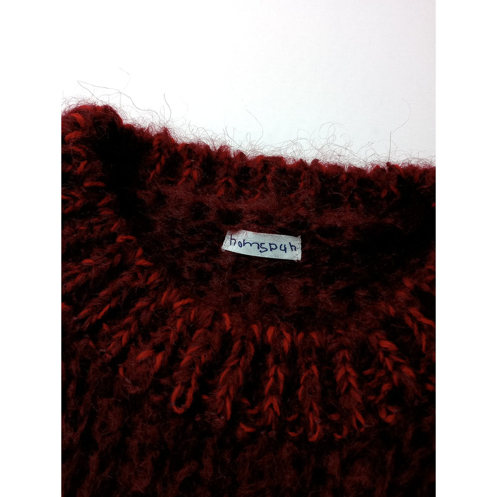 25AW homspun ホームスパン モヘアプルオーバーセーター ウール ニット 長袖 赤 (1M＋0852) 【中古】