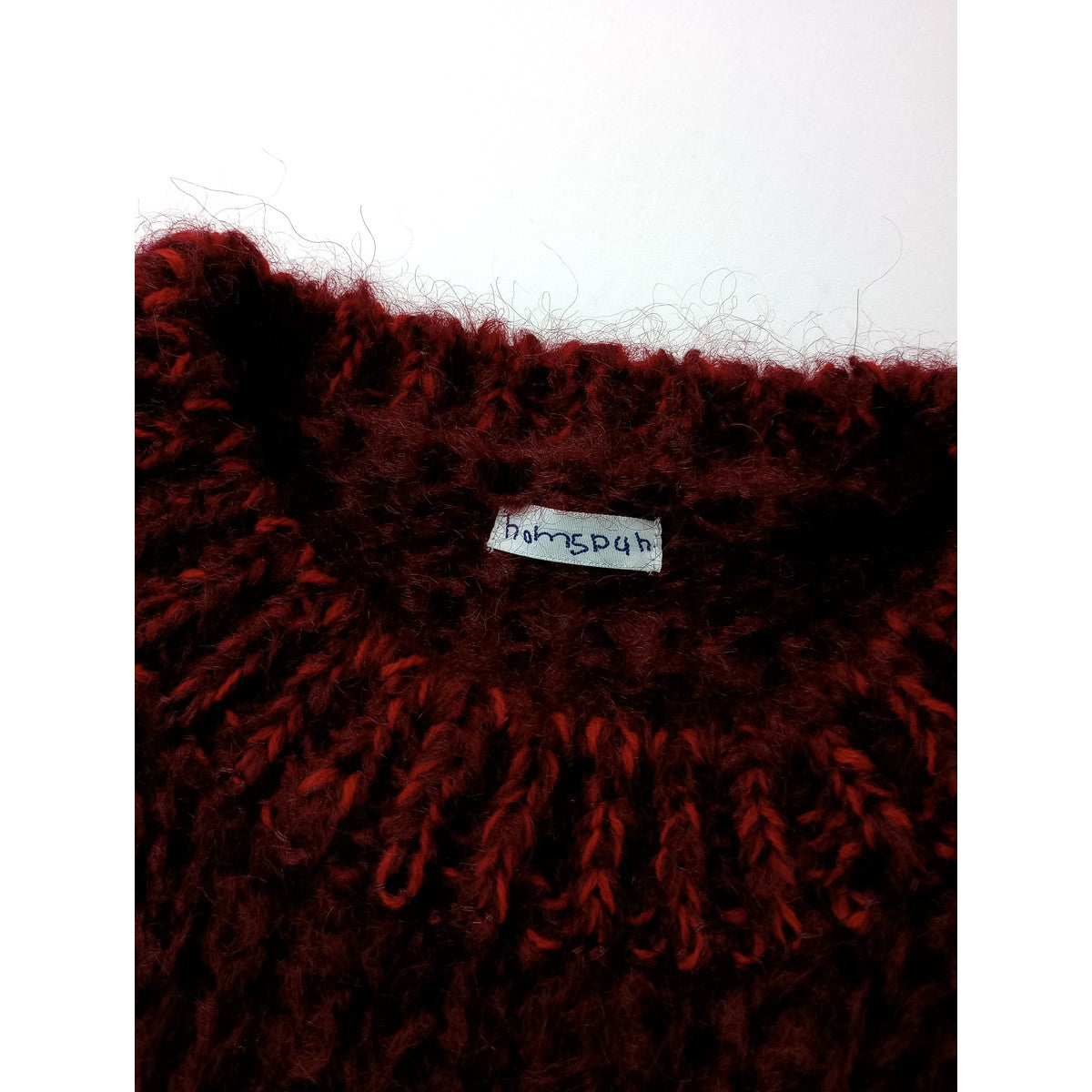 25AW homspun ホームスパン モヘアプルオーバーセーター ウール ニット 長袖 赤 (1M＋0852) 【中古】